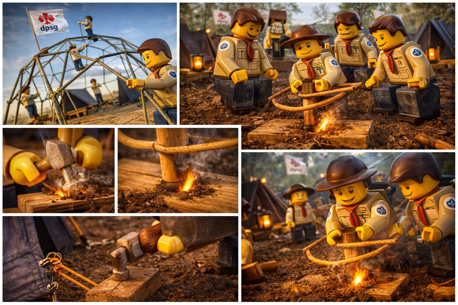 LEGO-Figur Collage-Feuermachen