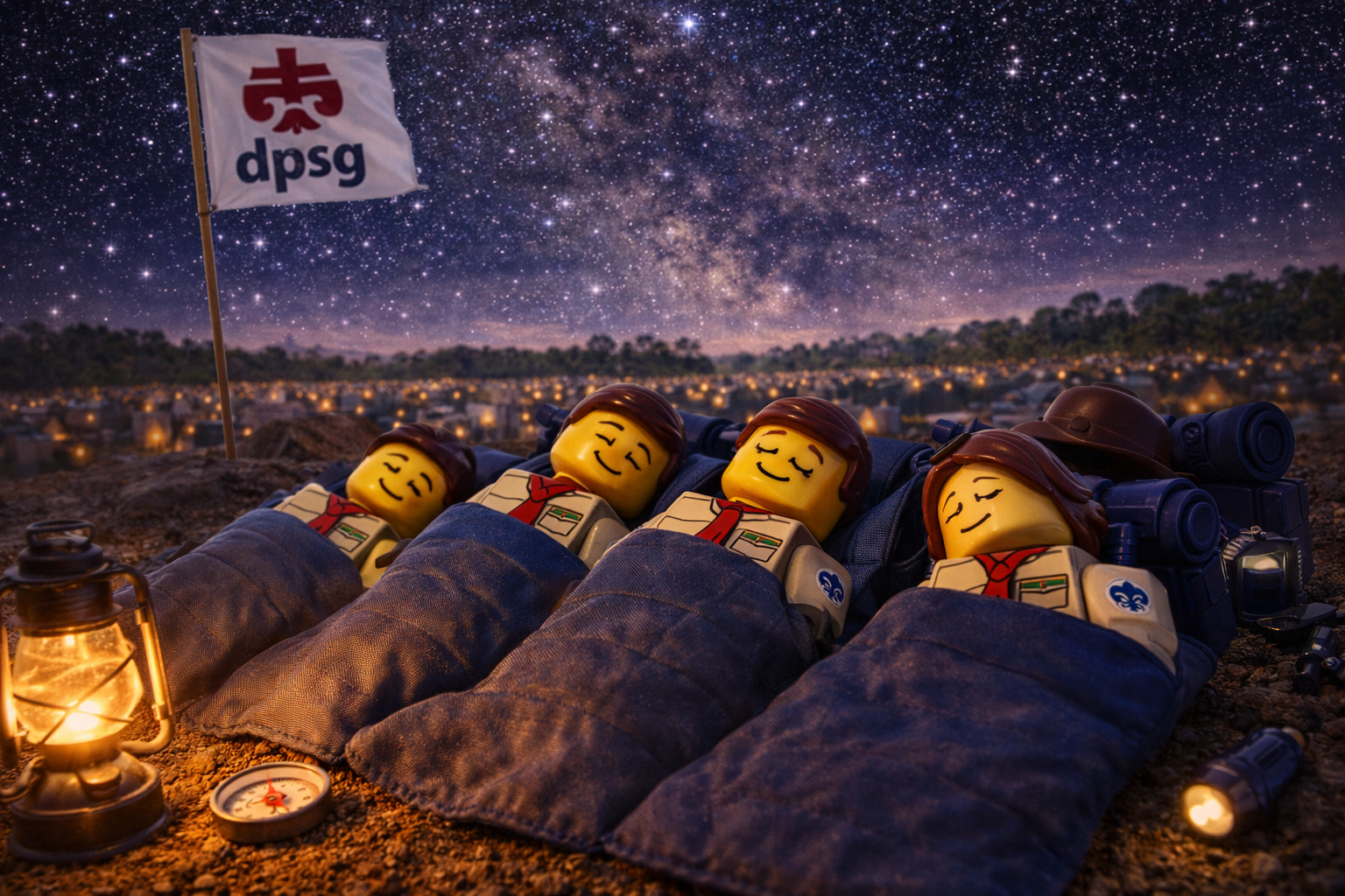 LEGO-Figur Schlafen unter freiem Himmel