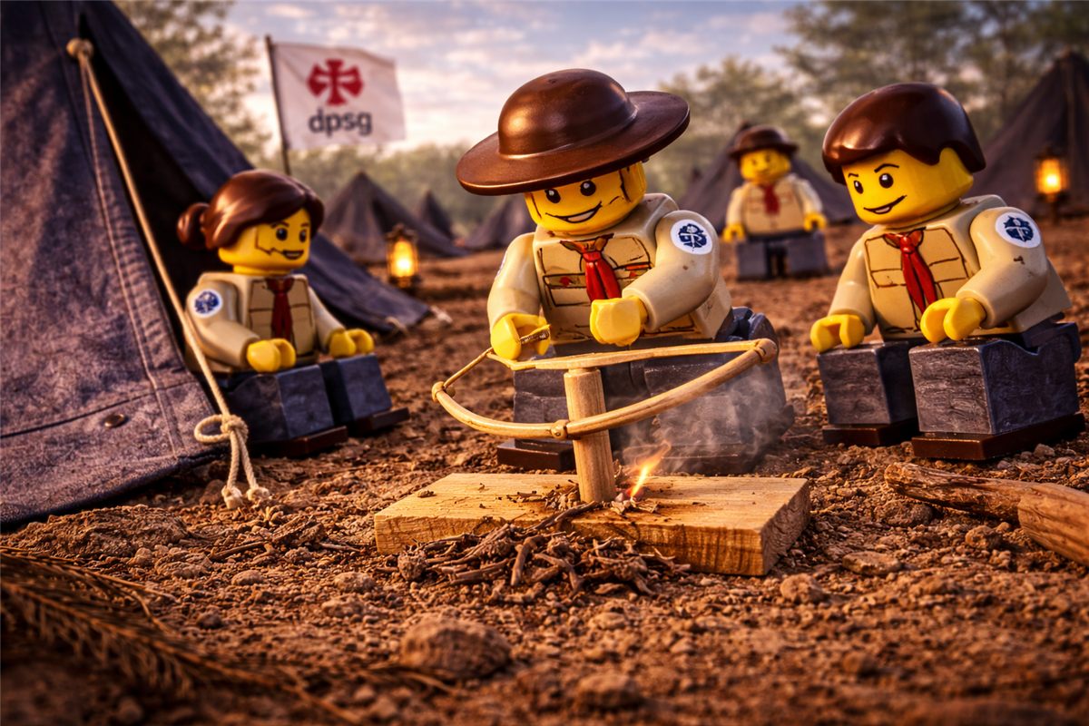 LEGO-Szene: Feuermachen