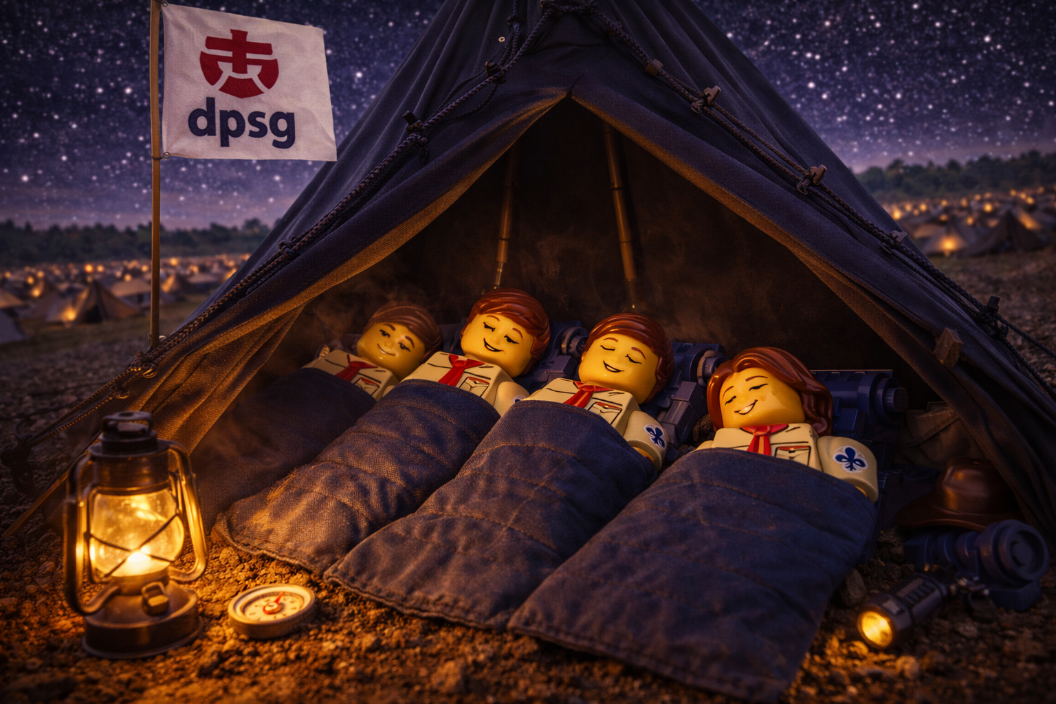 LEGO-Figur Schlafen im Zelt