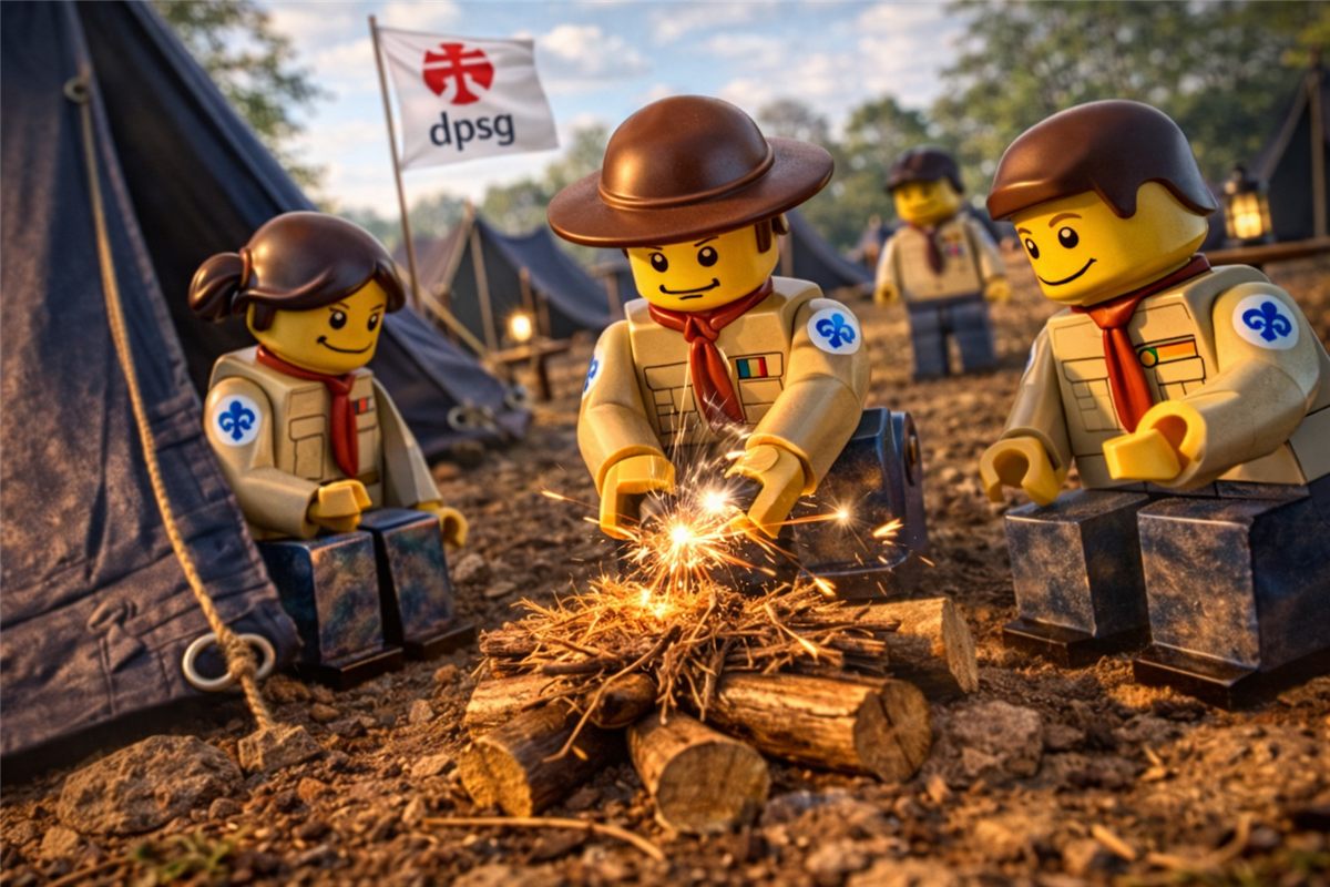 LEGO-Szene: Feuermachen